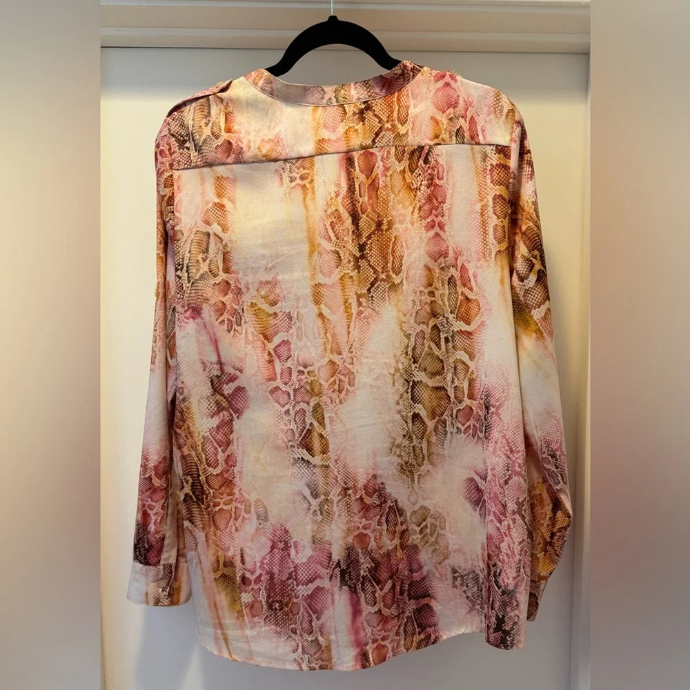Calvin Klein Women's Pink and Brown Snake Print Blouse - Picture 3 of 3